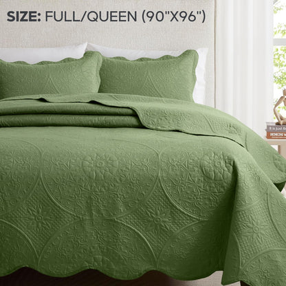 Quilted Bedspread Set 3 Piece – Soft Floral Coverlet with Pillow Shams, Lightweight Breathable Quilt for Bedroom & Guest Room, All Season Bed Cover