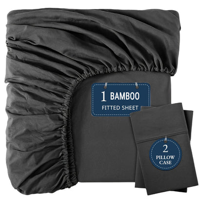 Three-Piece Fitted Sheet Set in Twelve Colors with Exact Twin, Full, Queen and King Size Options