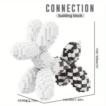 Balloon Dog Building Block Sculpture in Five Pictured Designs with 7.48-Inch Length for Adult Pop Art Display