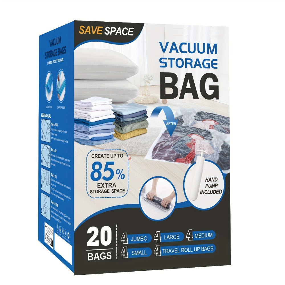 Vacuum Storage Bags Space Saver Bags for Clothes Comforters Bedding Travel Luggage – Extra Thick Jumbo Seal Bags 4pcs 8pcs 10pcs 12pcs 20pcs 30pcs