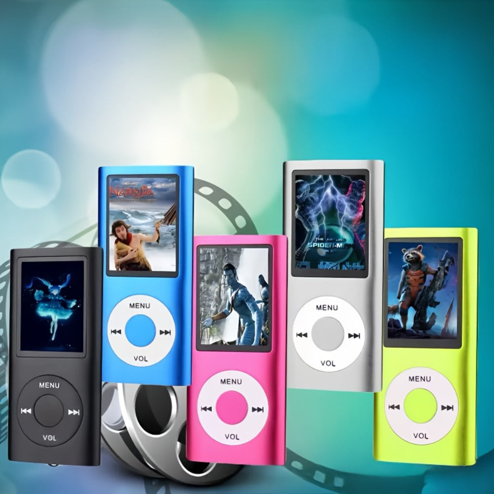 Wired MP3 and MP4 Player with 64GB Card Support, 8-Hour Battery and Six Model Options with Earphones