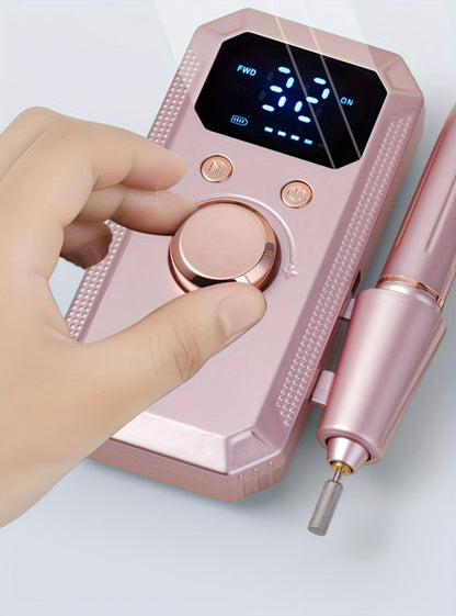 Cordless Electric Nail Drill Machine Rechargeable Professional E-File 11 Bits 20 Sanding Discs High Speed Acrylic Gel Natural Nails Polishing Portable Home Salon Black Pink White Grey Rose Gold
