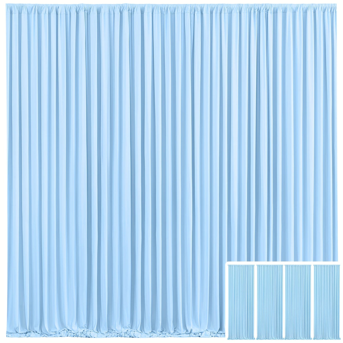 Blackout Backdrop Curtain 4 Pack 5x10 Ft - Heavyweight Nonwoven, Wrinkle-Resistant for Entryways, Bedrooms and Living Spaces