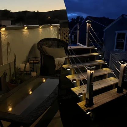 Solar Powered LED Deck Lights – Auto On/Off Outdoor Step Lights for Stairs, Fence, Pathway & Patio, 12-Hour Continuous Lighting, Weatherproof Solar Stair Lights for Garden, Yard & Commercial Use