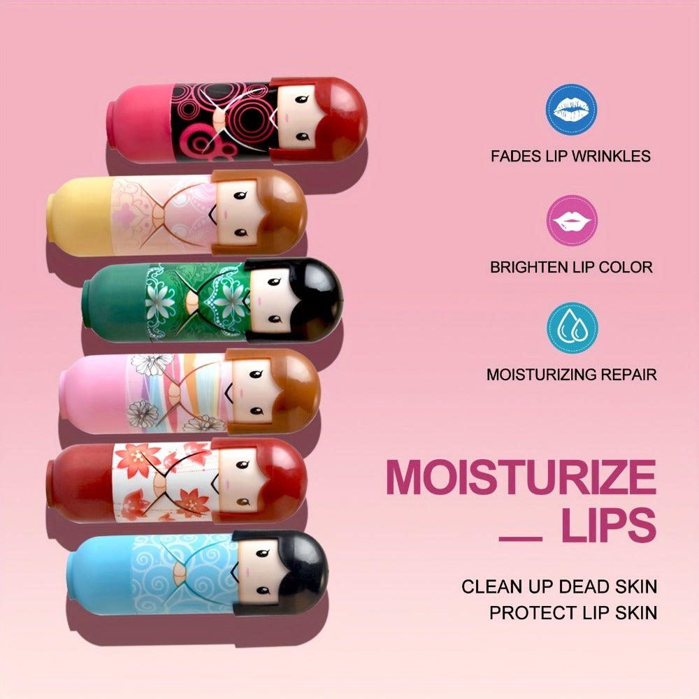 24-Piece Doll-Shaped Lip Balm Display Set in Two Illustrated Set A or Set B Checkout Options