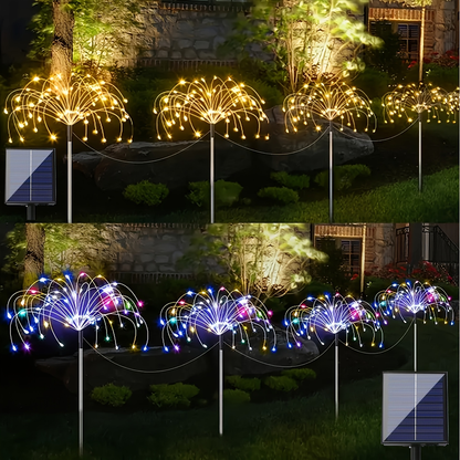 Solar Fireworks Lights 480 LED 8-Pack, IPX4 Waterproof 8 Modes