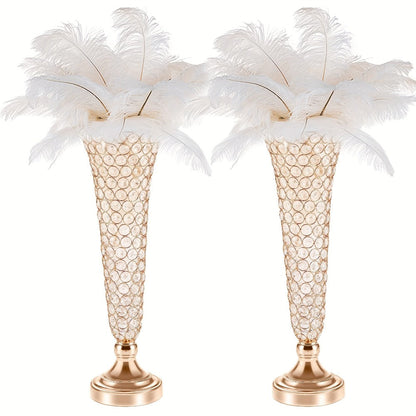 Crystal-Style Trumpet Decorative Vase Set in Gold or Silver and Two- or Ten-Piece Options for Home and Everyday Use