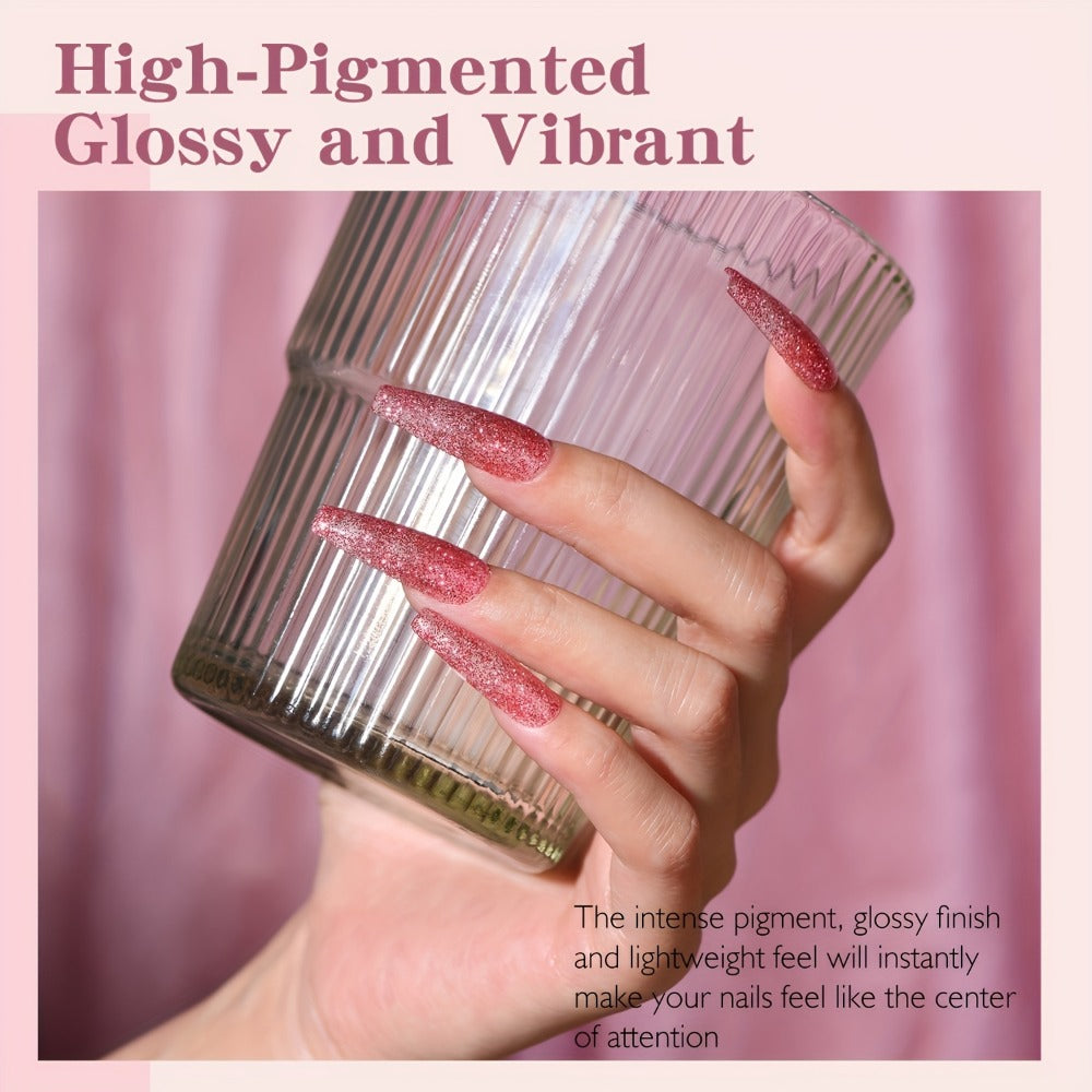 Acrylic Nail Kit NOCIS Four 10g Pink, Mauve and Glitter Powders with Liquid Monomer, Three Brushes and File