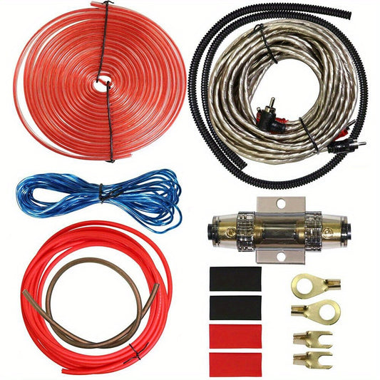 Amplifier Wiring Kit 10 Gauge 1500W - Complete Car Audio Amp Install Kit with RCA Cable, Power & Ground Wire, Remote Cable, AGU Fuse Holder, OFC Subwoofer Wiring