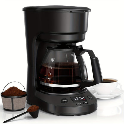 Five-Cup Programmable Drip Coffee Maker with 0.75 L Tank, LED Display and Two-Hour Keep-Warm Mode