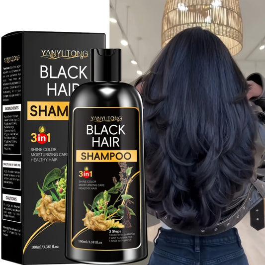 Hair Dye Shampoo Natural Plant Pigments – Fast Gray Hair Coverage in 1 Wash | 3.38oz Travel Size | Black Brown Chestnut Brown | Gentle Moisturizing Color Shampoo for Women & Men