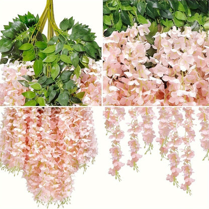 Artificial Flowers 24-Piece Light Pink Wisteria Vine Garland for Wedding Arches, Walls and Backdrops