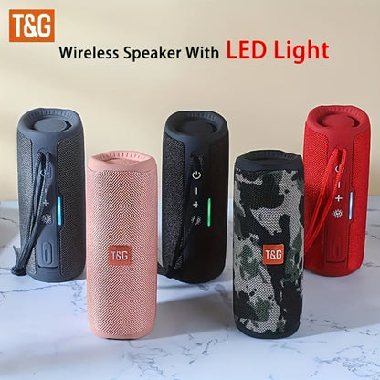 TG365 Portable Bluetooth Speaker with LED Light – TWS Stereo, Built-In Mic, FM Radio, TF Card, USB, AUX, Hands-Free Calling, Shock-Resistant Outdoor Wireless Speaker Gift