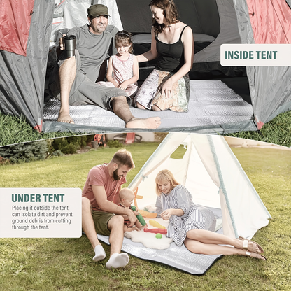 Two-Piece Foldable Camping Mat Set with Silver-Tone Surface and Displayed 78.74 x 39.37-Inch Size