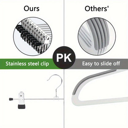 Thirty-Piece Adjustable Metal Pants Hanger Set with Swivel Hooks and Sliding Clips for Closet Organization