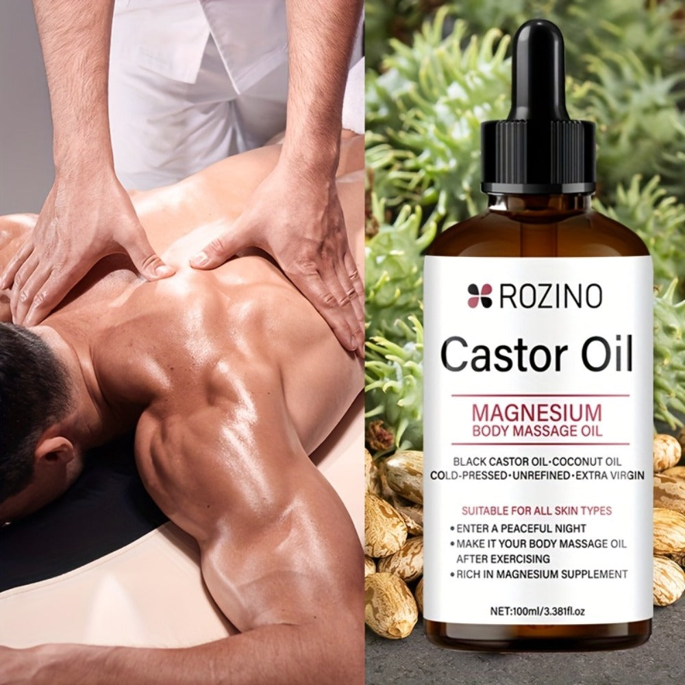Aromatherapy Oil Magnesium Castor Massage Blend 100ml Dropper Bottle for External Body and Hair Care