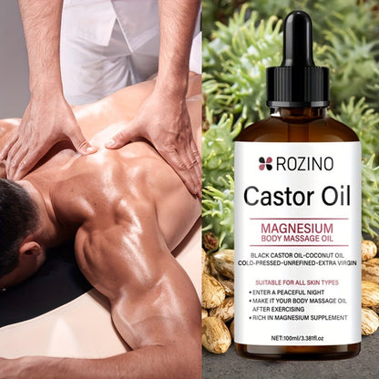 Aromatherapy Oil Magnesium Castor Massage Blend 100ml Dropper Bottle for External Body and Hair Care