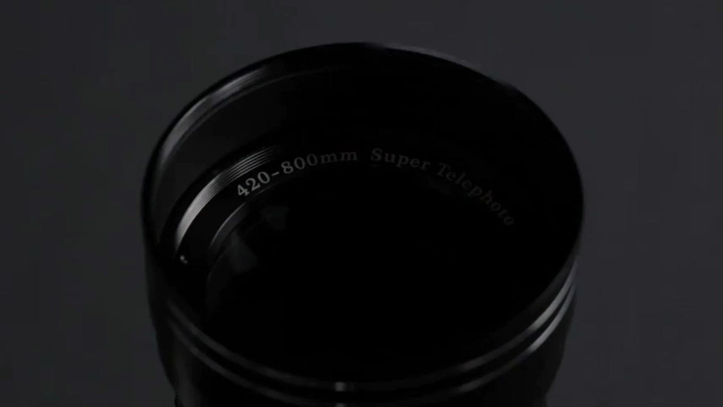 420-800mm F8.3-16 Telephoto Zoom Lens Manual Focus with T-Mount Adapter for Canon Nikon Sony Moon Wildlife Bird Photography Full Frame