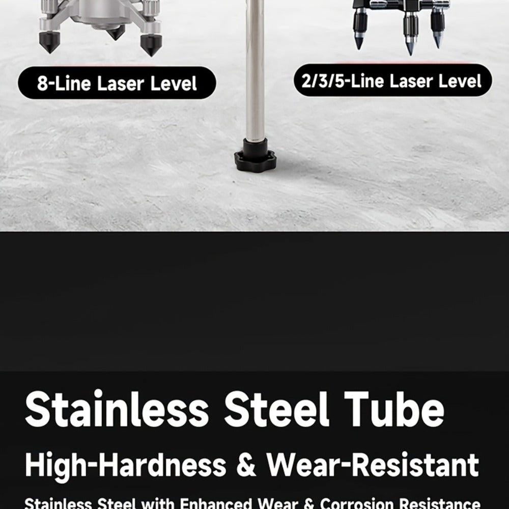Stainless Steel Telescoping Laser Level Pole, 15.4-Foot Support Rod with 1/4-20 and 5/8-11 Mounts