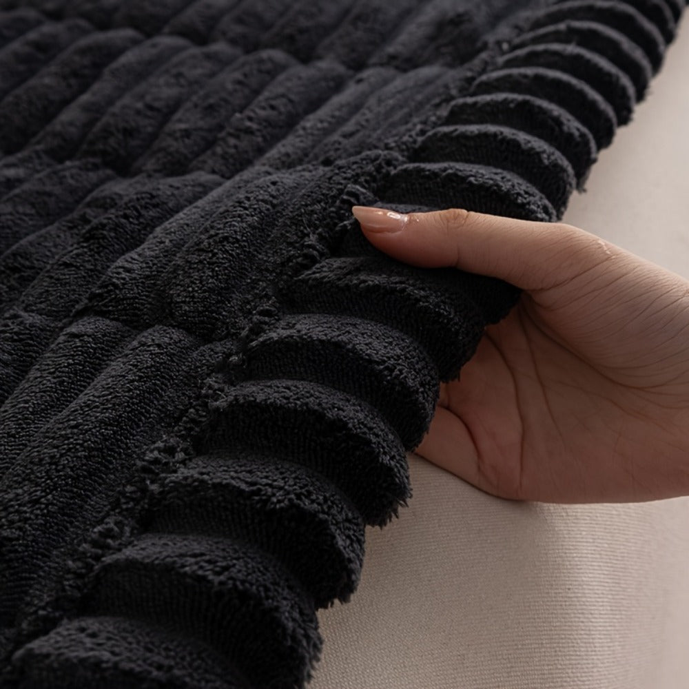 Wavy-Edge Plush Sofa Cushion Cover in Four Colors with Single-, Two-, Three- or Four-Seat Sizes
