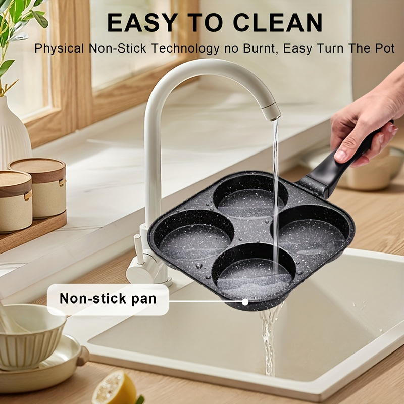 Non-Stick Frying Pan | Aluminum Egg Skillet with Wooden Handle | Breakfast Omelet Pancake Burger Pan for Home Kitchen Camping RV Dorm Cooking