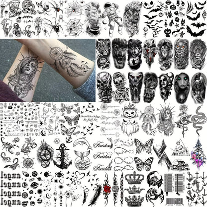 Christian Temporary Tattoos 68 Sheets Bulk Set | God Jesus Faith Prayer Peace Tribal Lion Eye Quote Designs | Waterproof Fake Tattoo Stickers for Men Women Adults | Half Arm Sleeve Body Art Pack