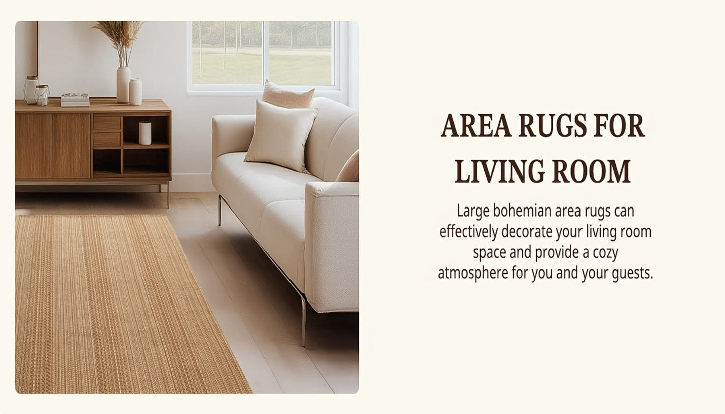 Washable Area Rug Non-Slip Rubber Backed Braided Woven Cotton Kitchen Mat Indoor Entryway Living Room Bedroom Floor Rug Multi-Size