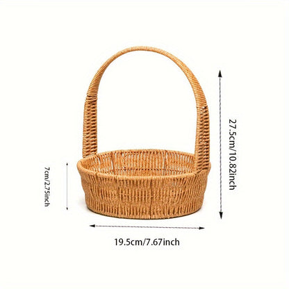 Rattan Wicker Basket | Picnic Gift Flower Fruit Foraging Decor