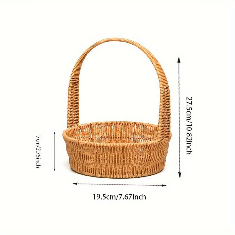 Rattan Wicker Basket | Picnic Gift Flower Fruit Foraging Decor