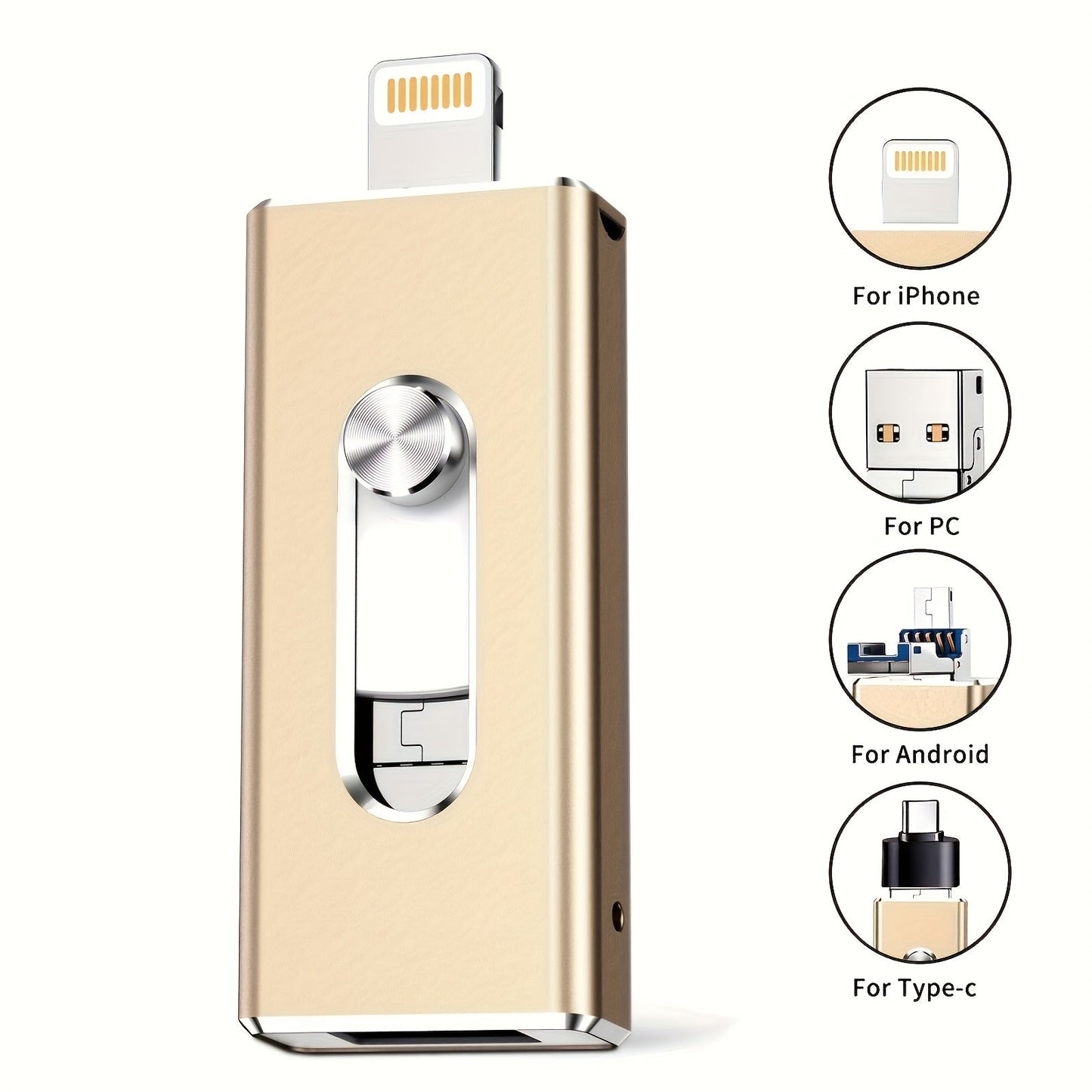 64GB Metal USB Flash Drive High Speed Aluminum Alloy Compact Memory Stick Plug and Play for iPhone iPad Android Mac Windows PC Study Work Travel – Black Gold Premium Design