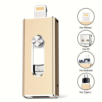 64GB Metal USB Flash Drive High Speed Aluminum Alloy Compact Memory Stick Plug and Play for iPhone iPad Android Mac Windows PC Study Work Travel – Black Gold Premium Design