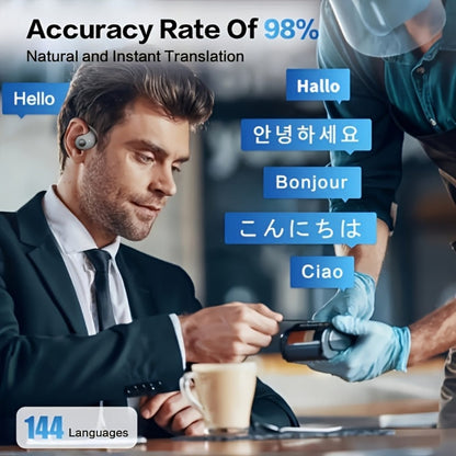 144-Language AI Real-Time Translation Earbuds, Two-Way Interpreter Earphones USB & Battery Rechargeable with Carrying Pouch, for Travel Business Shopping Learning Language Study