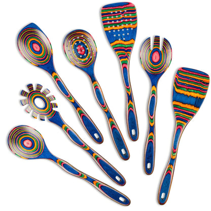Pakkawood Kitchen Utensil Set 7 PCS, for Home Cooking, Dining and Outdoor Meals, with the Listed Configuration