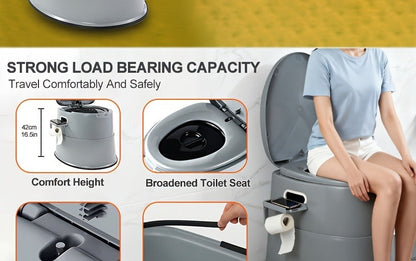 Extra Large Portable Toilet for Adults – Indoor Outdoor Commode with Detachable Inner Bucket & Removable Paper Holder, Lightweight Compact Design for Camping, Boating, Van Life & Emergency Use