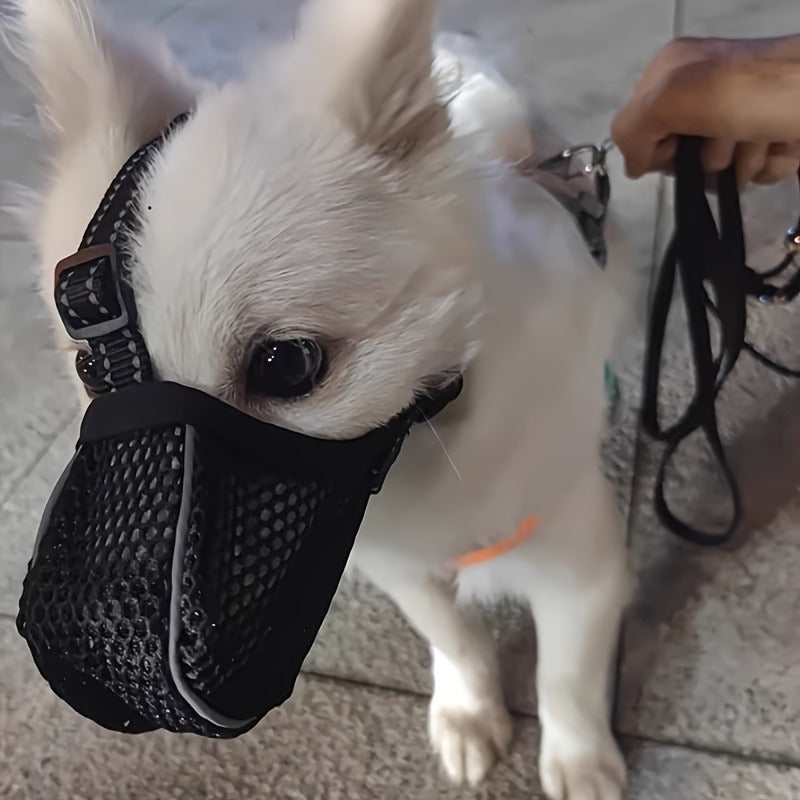Dog Muzzle Reflective Mesh 2 Pack Anti-Bite Full Coverage with Adjustable Straps, Soft Breathable Polyester Dog Mask for Grooming Vet Visits Walking, Sizes M L XL XXL, Black