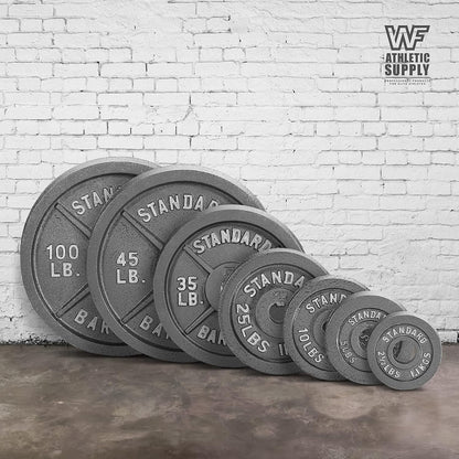Gray STANDARD Cast-Style Weight Plates in Single, Pair, Four-Piece and Mixed Sets for Barbell Training