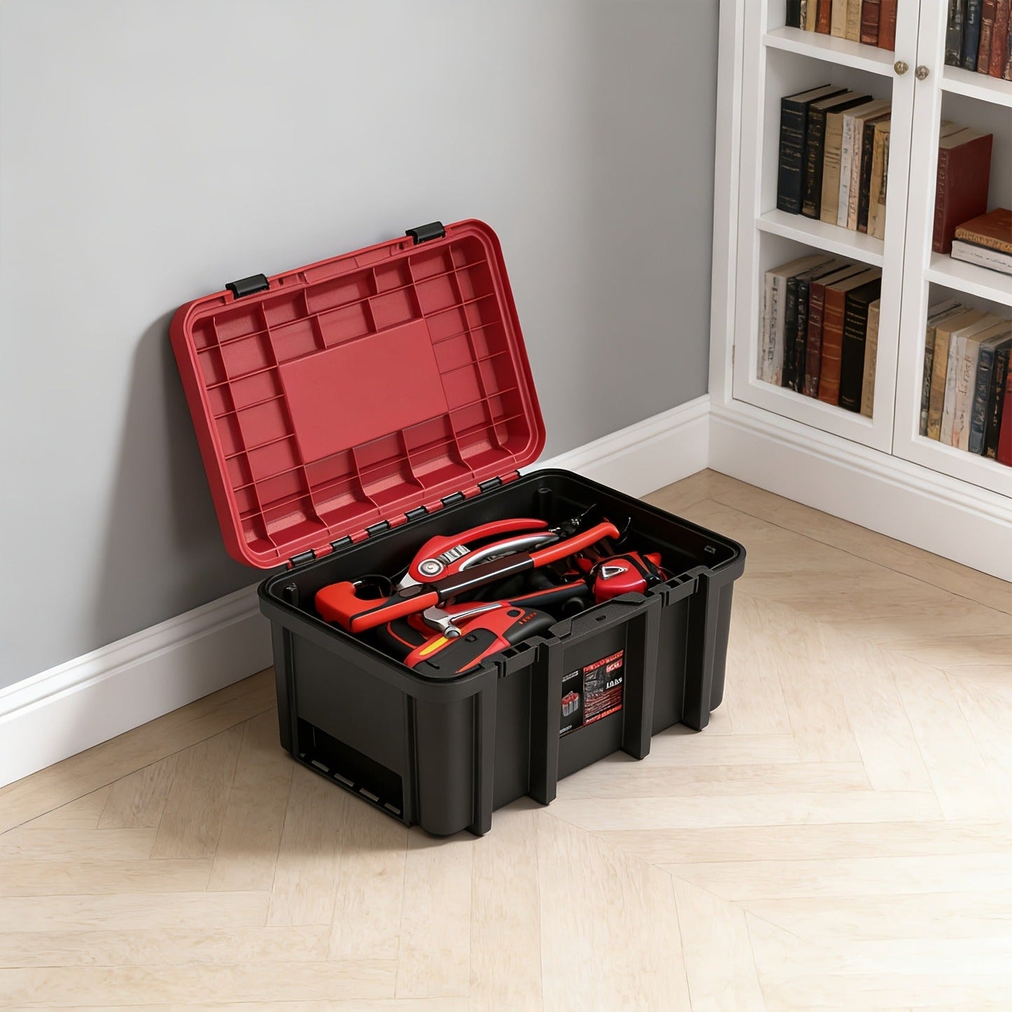 Rolling Tool Box with Wheels 3-Tier Stackable Organizer | Lockable Compartments, Connected Storage, 17" Large Plastic Toolbox for Garage, Home & Professional Work