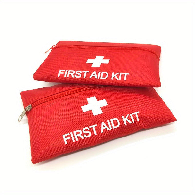 Sixteen Empty Red First Aid Storage Pouches with Full-Open Zippers, White Cross Print and 20 x 14 cm Size