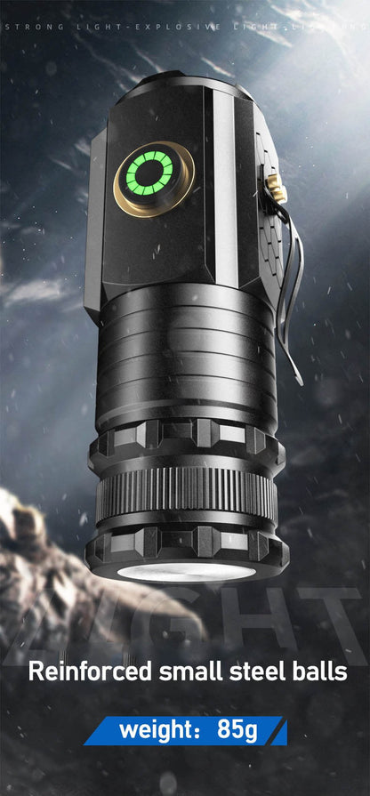 Flashlight 2000-Lumen Mini EDC Torch with Type-C Charging, Tail Magnet and Four Battery-Body Options