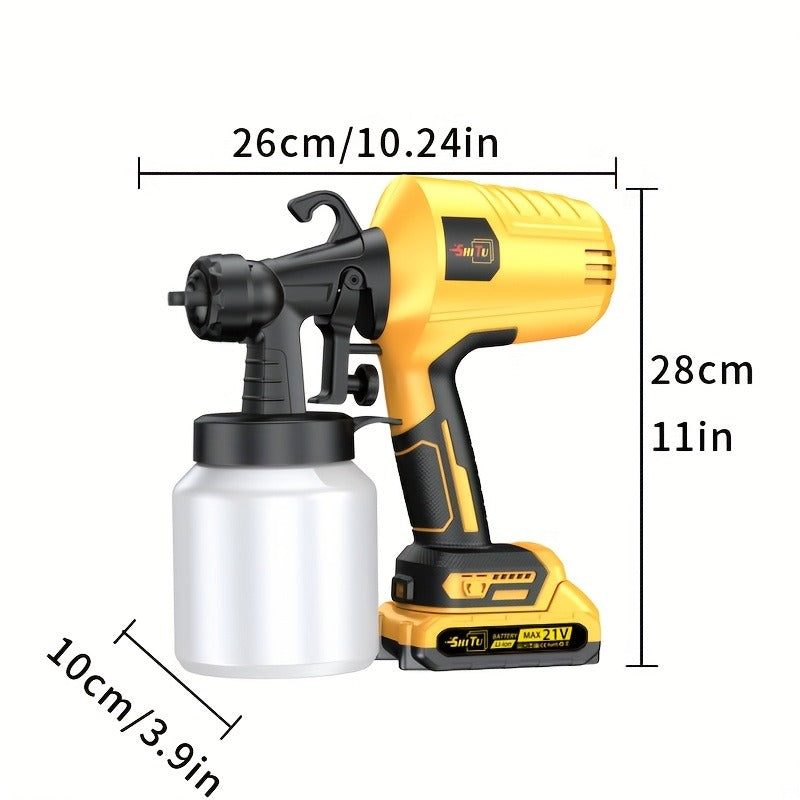 Electric Paint Sprayer Cordless Rechargeable 500ml HVLP Spray Gun Adjustable Modes for Walls Wood Cars Furniture Decks Indoor Outdoor