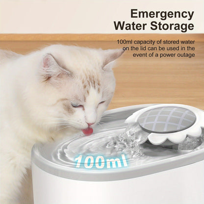 Automatic Pet Water Fountain 2L / 67oz - Ultra-Quiet Pump, Visible Water Level Window, Cat & Dog Water Dispenser, Safe BPA-Free Design, Filter Included, No Battery Required, PETNC010GW