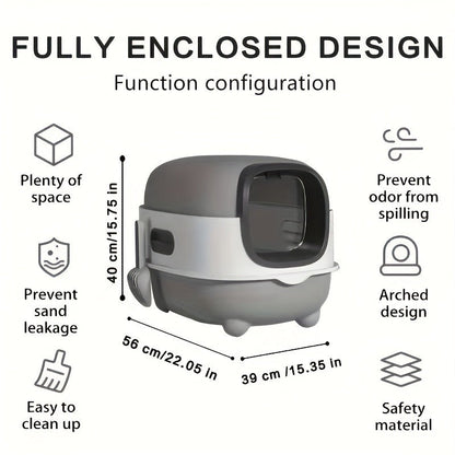 Enclosed Cat Litter Box with Odor Control - Foldable Top Entry Design, Splash-Proof Walls, Compact Size for Small Spaces, Suitable for Kittens and Adult Cats