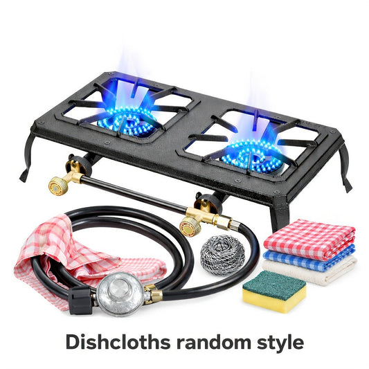 Propane Camping Stove High BTU Outdoor Gas Cooker Single or Double Burner CSA Listed Regulator Hose Included for Garden Backyard Gatherings Tailgate Party Camping