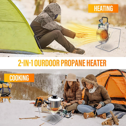 Round Propane Heater with Folding Stand, 8-Foot Hose, Regulator and Piezo Igniter Assembly