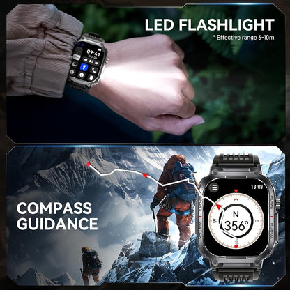 Smart Watch 2.02-Inch Rugged Display with Calling, LED Flashlight, 400mAh Battery and Black Band