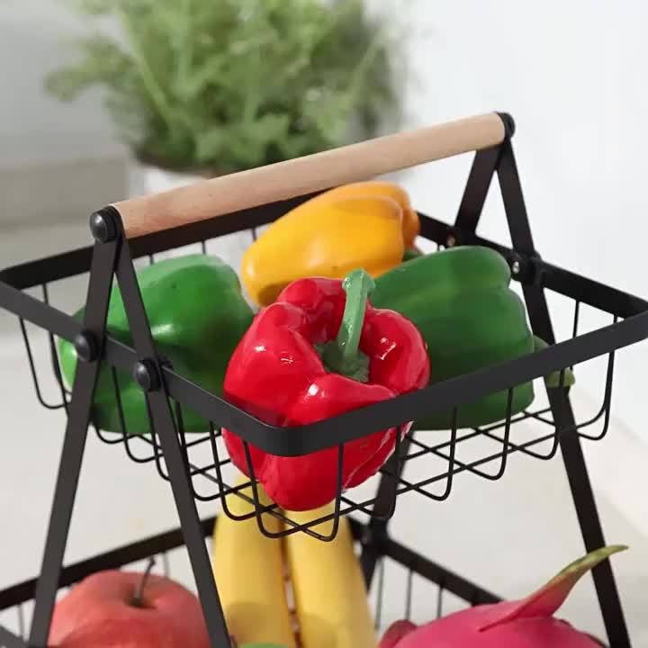 Fruit Basket Countertop 2-Tier Wire Organizer | Kitchen Storage Rack for Fruits Vegetables Bread