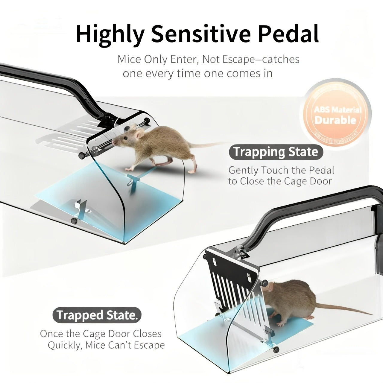 Humane Mouse Trap Live Catch - Fully Automatic Transparent Continuous Capture No-Kill Rodent Trap for Indoor Home, Kitchen, Garage & Outdoor Use