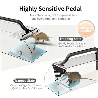 Humane Mouse Trap Live Catch - Fully Automatic Transparent Continuous Capture No-Kill Rodent Trap for Indoor Home, Kitchen, Garage & Outdoor Use