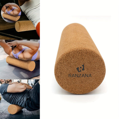 11.81-Inch High-Density Cork Yoga Roller with Textured Surface for Stretching and Muscle Massage