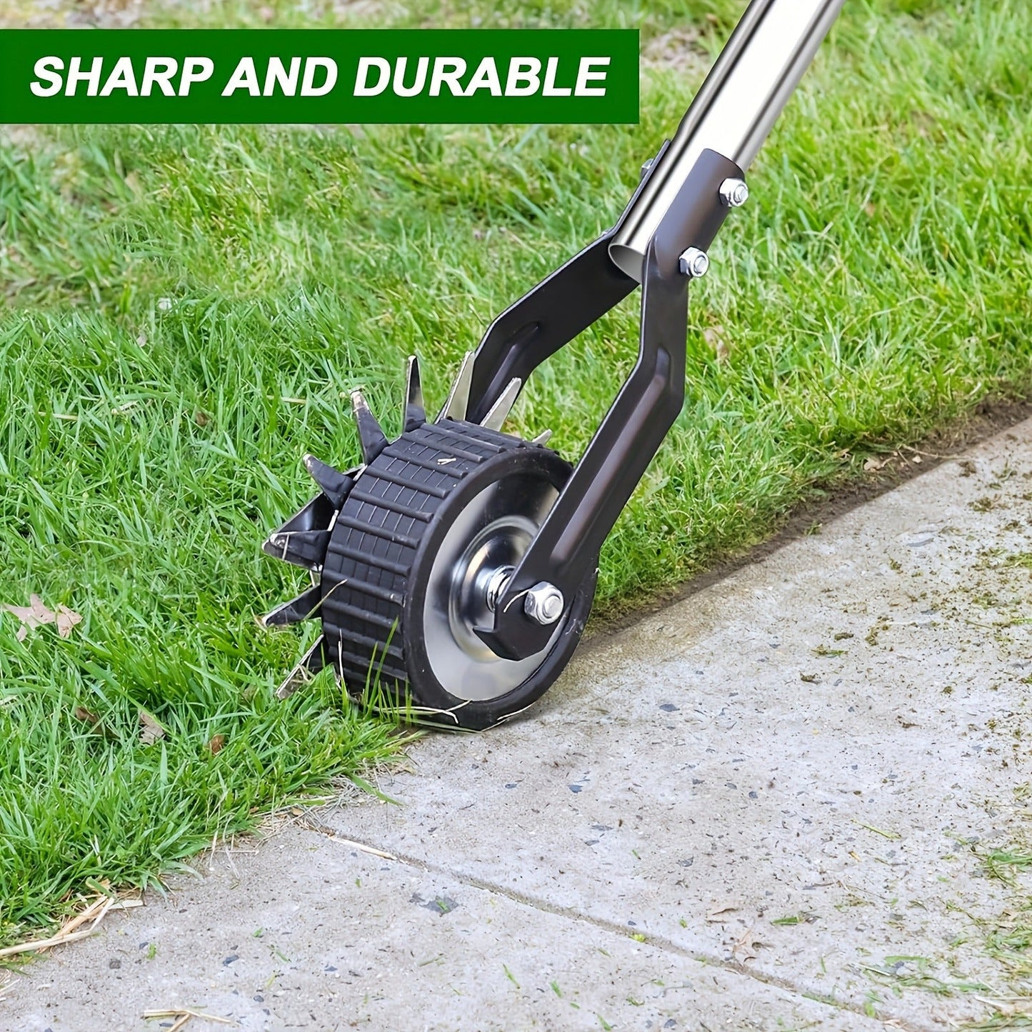 Manual Wheeled Lawn Edger with Rotary Cutting Wheel and Three- or Four-Section Adjustable Handle